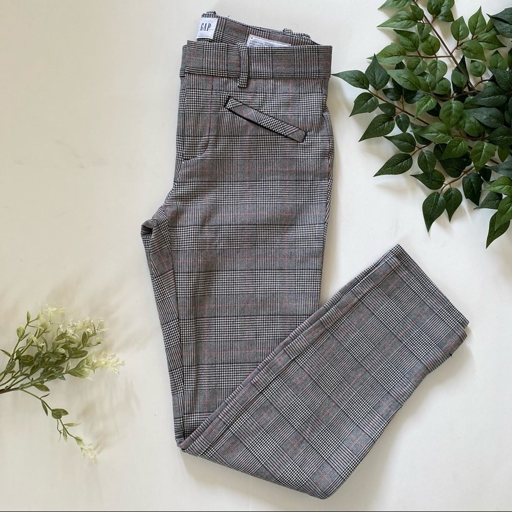 Plaid Skinny Ankle Pants, Mid Rise, Black & White